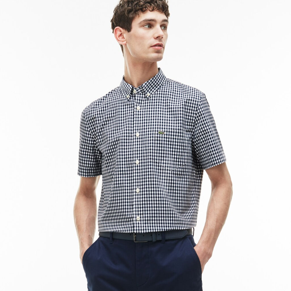 Regular Fit Gingham Poplin Shirt | Lacoste Mens