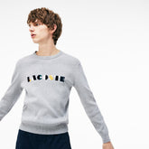 Crew Neck Lettering Ribbed Pima Cotton Sweater | Lacoste Mens