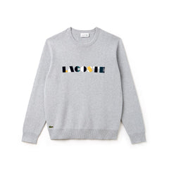 Crew Neck Lettering Ribbed Pima Cotton Sweater | Lacoste Mens