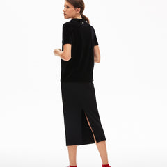 Wo LIVE Crewneck Golden Signature Velvet T-Shirt | Lacoste Womens