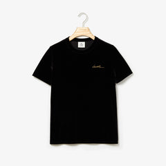 Wo LIVE Crewneck Golden Signature Velvet T-Shirt | Lacoste Womens