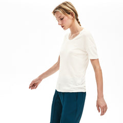 Wo Motion Lightweight Ribbed Lyocell T-Shirt | Lacoste Womens