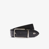 Engraved-Buckle Reversible Piqué Leather Belt | Lacoste Mens