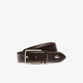 Engraved-Buckle Grained Leather Belt | Lacoste Mens