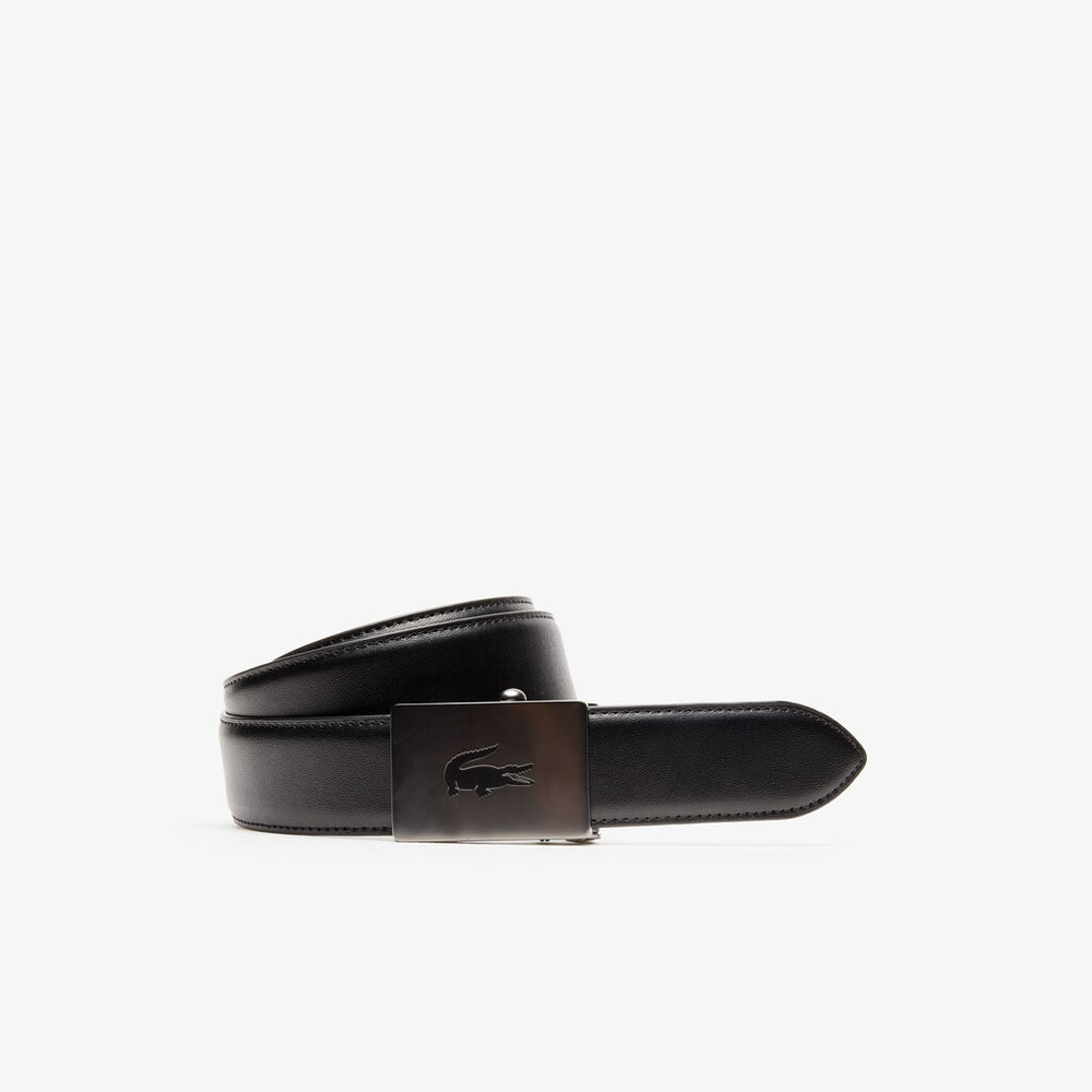 Lacoste Engraved Plate Buckle Leather Belt | Lacoste Mens