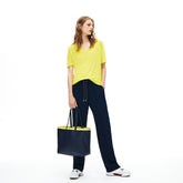 Wo Anna Reversible Contrast Band Coated Canvas Tote Bag | Lacoste Womens