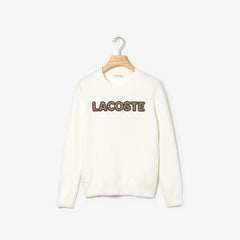 Wo Crewneck Checkerd-Logo Cotton Sweater | Lacoste Womens