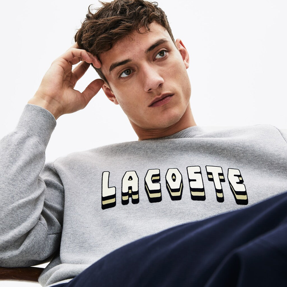 3D-Lettering Crewneck Cotton Blend Sweater | Lacoste Mens
