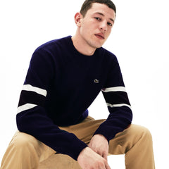 Crewneck Striped-Sleeve Heathered Jacquard Sweater | Lacoste Mens