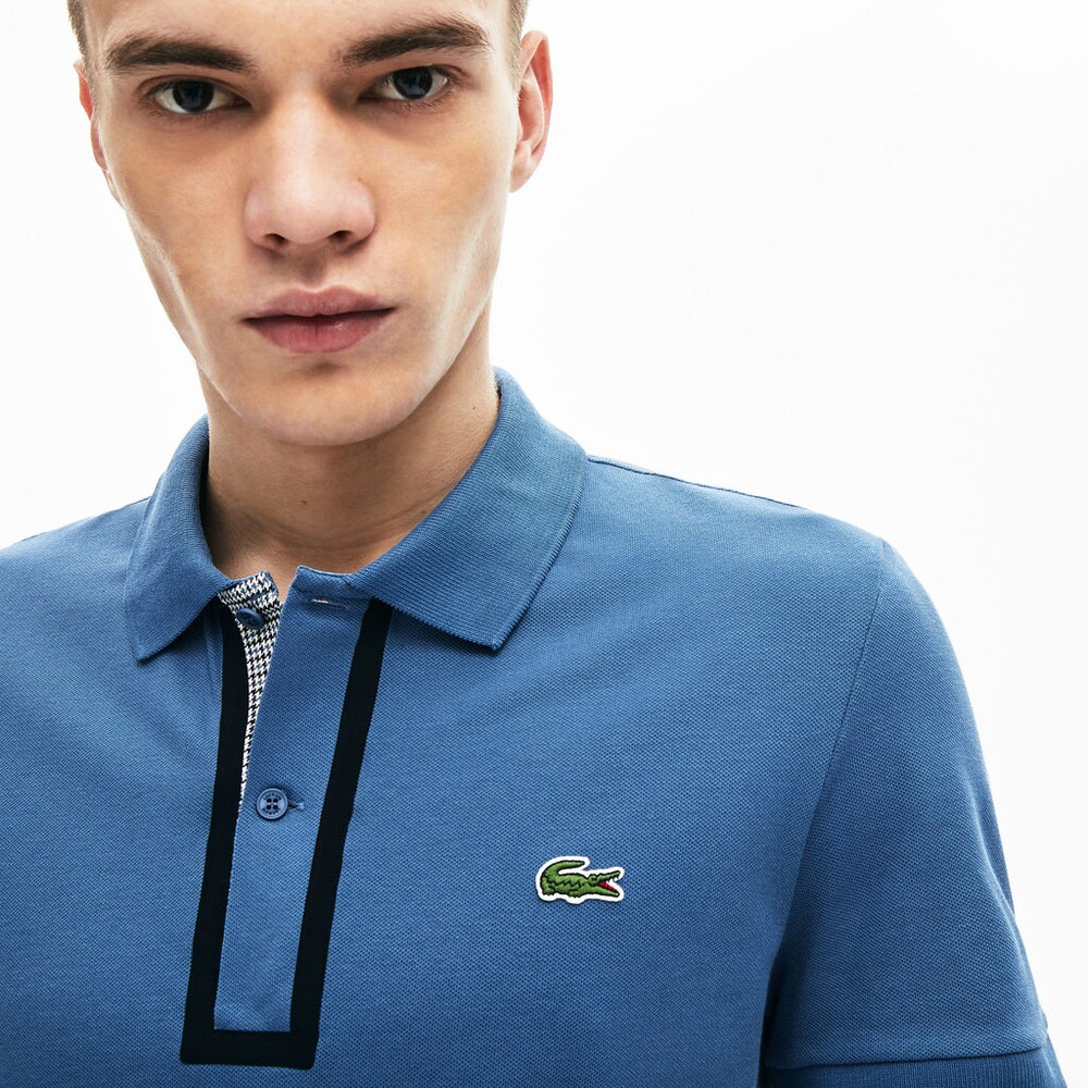 Slim Fit Checkered-Placket Stretch Cotton Piqué Polo | Lacoste Mens