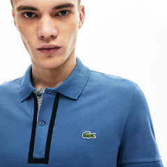 Slim Fit Checkered-Placket Stretch Cotton Piqué Polo | Lacoste Mens