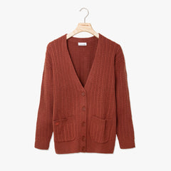 Wo Wool And Cashmere Blend Cable Knit Cardigan | Lacoste Womens