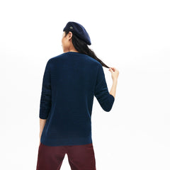 Wo V-Neck Texturized Cotton Sweater | Lacoste Womens