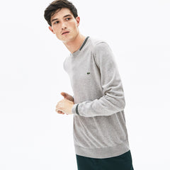 Crewneck Mixed Stich And Striped Cotton Sweater | Lacoste Mens