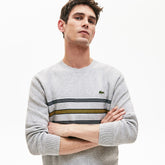 Crewneck Striped Texturized Piqué Sweater | Lacoste Mens