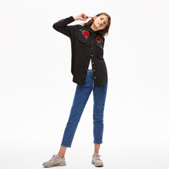 Wo LIVE Rose-Embroidered Cotton Shirt | Lacoste Womens