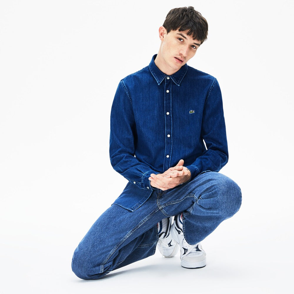 Loose Fit Snap-Button Denim Shirt | Lacoste Mens