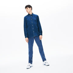 Loose Fit Snap-Button Denim Shirt | Lacoste Mens