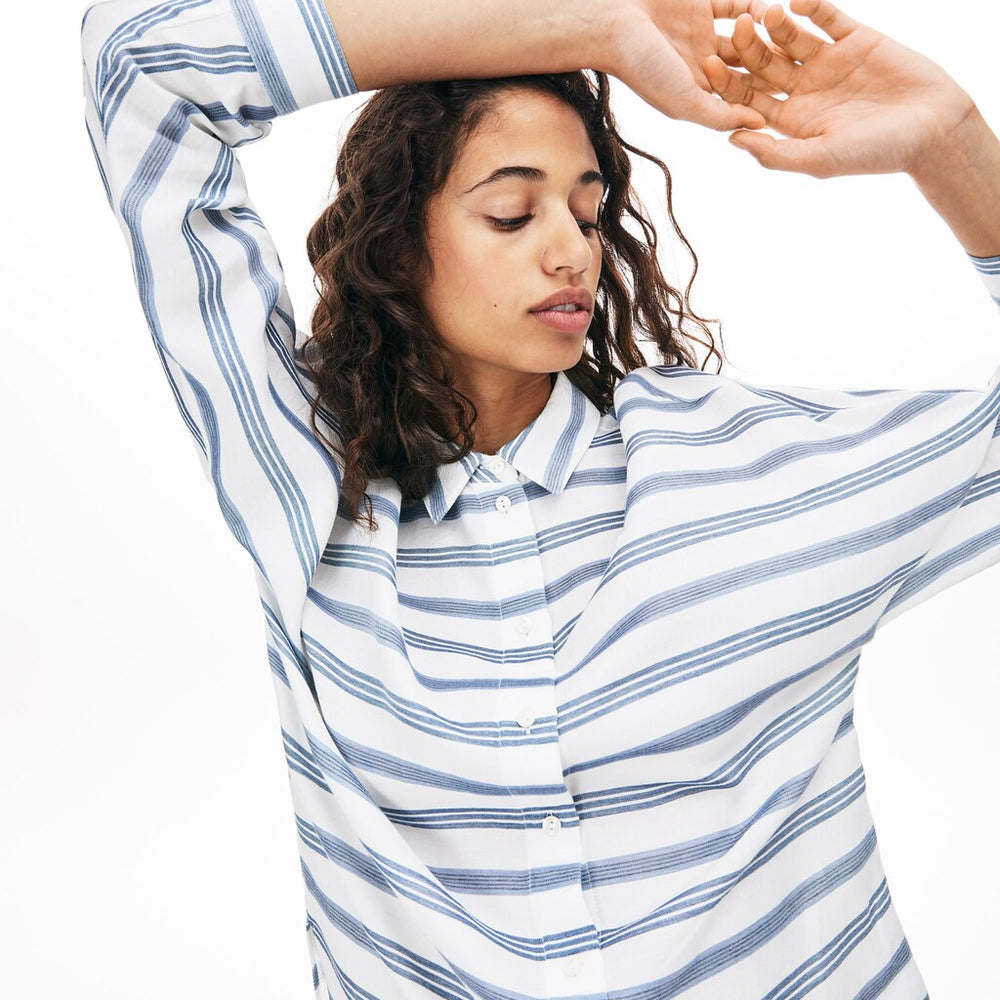 Wo Loose Fit Striped Lightweight Cotton Shirt | Lacoste Womens