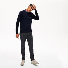 Crewneck Embroidered Cotton Blend Sweater | Lacoste Mens