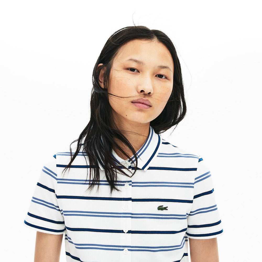 Wo Slim Fit Striped Stretch Piqué Polo Shirt | Lacoste Womens
