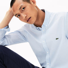 Slim Fit Polka Dot Cotton Poplin Shirt | Lacoste Mens