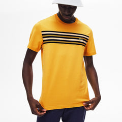 Crew Neck Striped Panel Cotton T-shirt | Lacoste Mens
