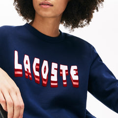 Wo Crewneck 3D-Lettering Cotton Blend Fleece Sweatshirt | Lacoste Womens