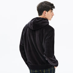 LIVE Signature Hooded Velvet Zip Sweatshirt | Lacoste Mens