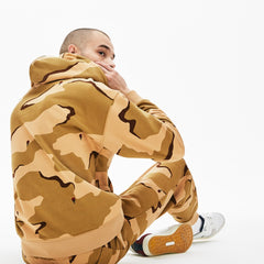 LIVE Hooded Camo Print Fleece Sweatshirt | Lacoste Mens
