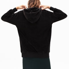 Wo LIVE Golden Signature Hooded Velvet Sweatshirt | Lacoste Womens