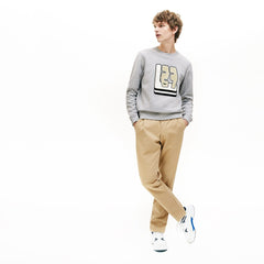 Crewneck L27-Print Cotton Blend Sweatshirt | Lacoste Mens