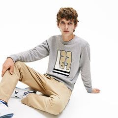 Crewneck L27-Print Cotton Blend Sweatshirt | Lacoste Mens