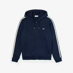 Striped-Sleeve Hooded Zip Fleece Sweatshirt | Lacoste Mens