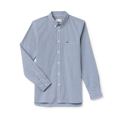 Slim Fit Gingham Stretch Cotton Poplin Shirt | Lacoste Mens