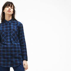 Wo Slim Fit Stretch Check Cotton Canvas Shirt | Lacoste Womens