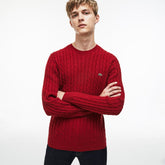 Crew Neck Wool Cable Knit Effect Sweater | Lacoste Mens