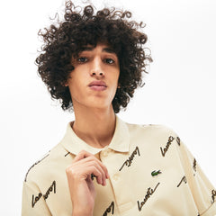 LIVE Standard Fit Print Cotton Piqué Polo Shirt | Lacoste Mens