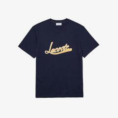 Regular Fit Script Crew Neck Cotton Tee | Lacoste Mens