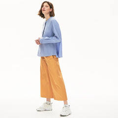 Wo Buttoned Mao Collar Linen Blouse | Lacoste Womens