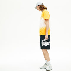 Oversized Crocodile Print Cotton Fleece Bermudas | Lacoste Mens