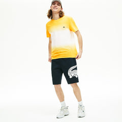 Oversized Crocodile Print Cotton Fleece Bermudas | Lacoste Mens