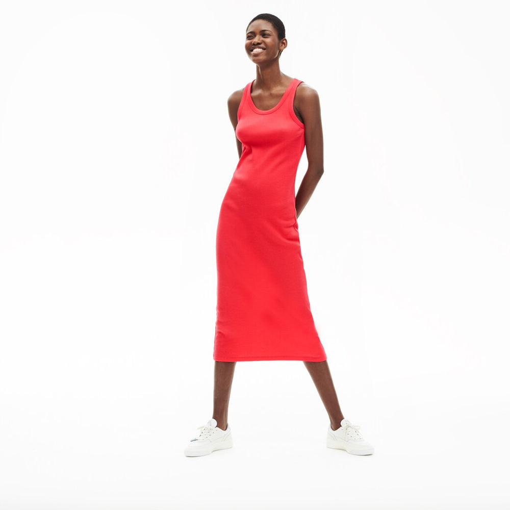 Wo Long Ribbed Cotton Dress | Lacoste Womens