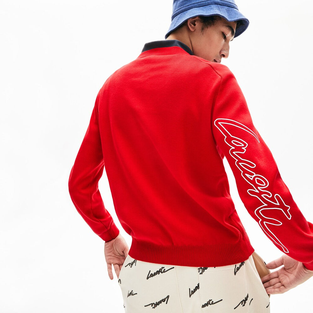 LIVE Signature Cotton Crewneck Sweater | Lacoste Mens