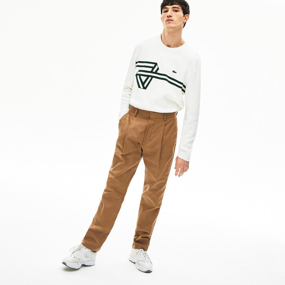 Pleated Cotton-Linen Chinos | Lacoste Mens