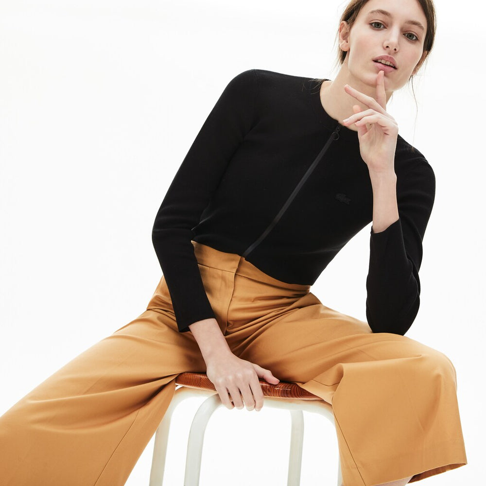 Wo Full Zip Crew Neck Cardigan | Lacoste Womens