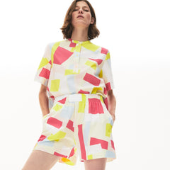 Wo Abstract-Print Cotton Poplin Shorts | Lacoste Womens