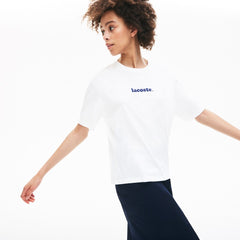 Wo Signature Printed Crew Neck Cotton T-shirt | Lacoste Womens