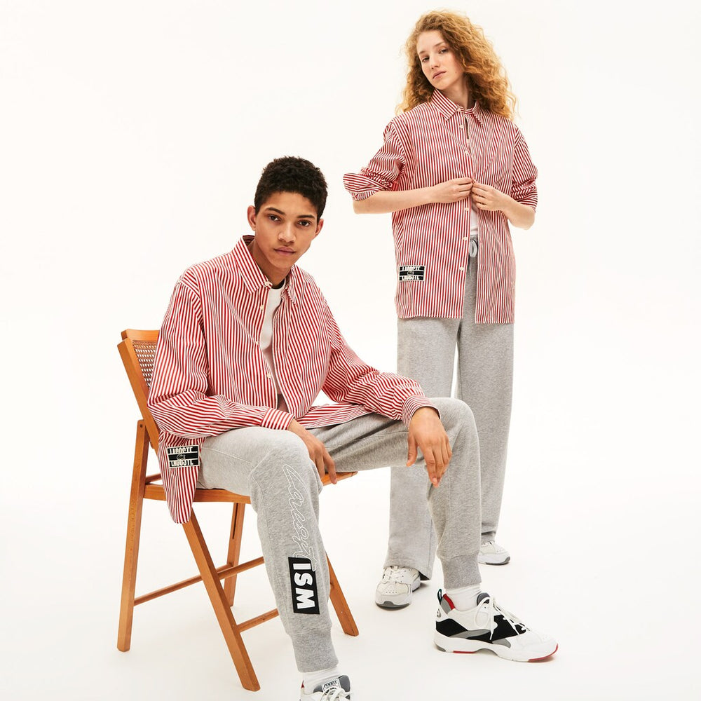 Unisex LIVE Boxy-Fit Striped Cotton Shirt | Lacoste Mens|Womens