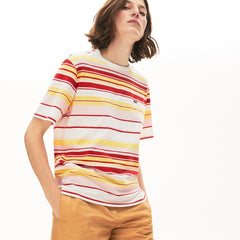 Wo Crew Neck Striped Cotton T-shirt | Lacoste Womens